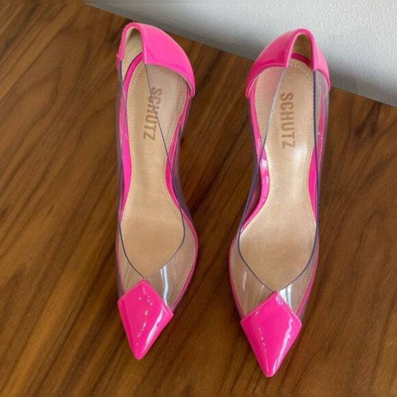 Schutz Cendi Pink and Lucite High Heel Pump size 5.5 - Picture 10 of 10